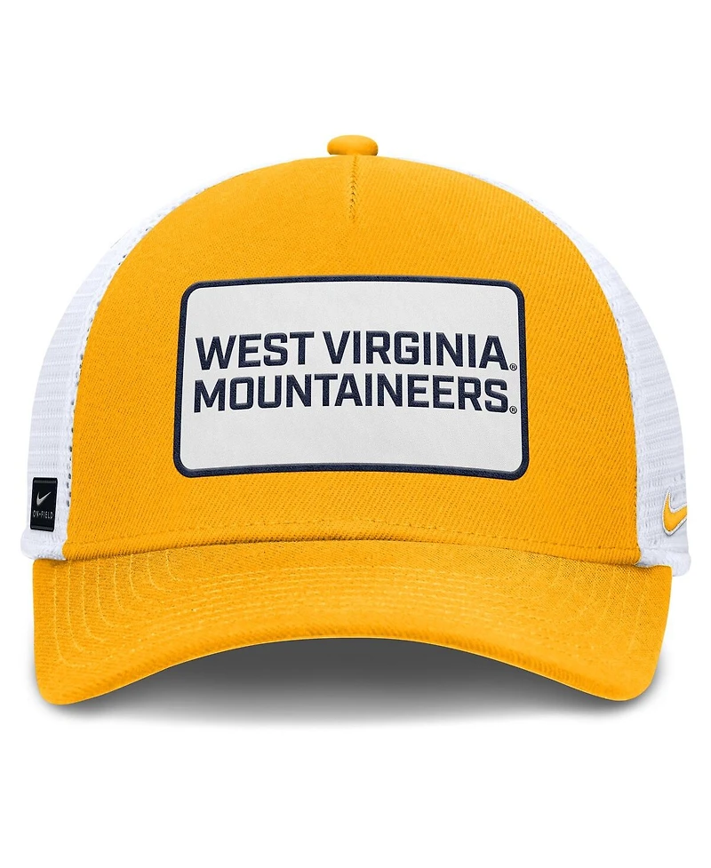Nike Men's Gold/White West Virginia Mountaineers 2025 On-Field Rise Patch Trucker Adjustable Hat