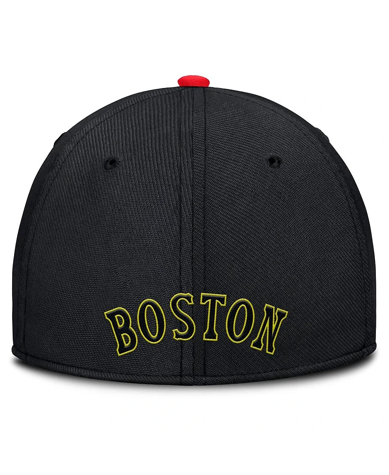 Nike Men's Crimson/Black Boston Red Sox Neon 90s Rise Swoosh Flex Hat
