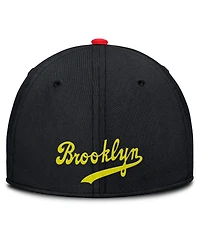 Nike Men's Crimson/Black Brooklyn Dodgers Cooperstown Collection Neon 90s Rise Swoosh Flex Adjustable Hat
