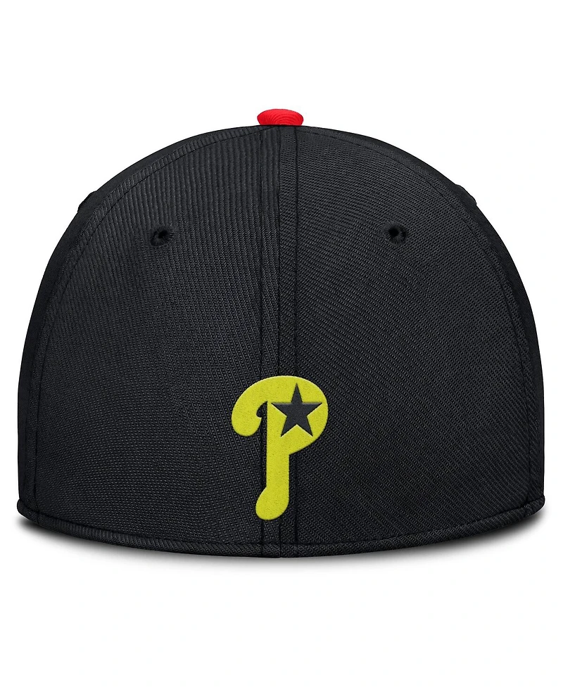 Nike Men's Crimson/Black Philadelphia Phillies Neon 90s Rise Swoosh Flex Hat