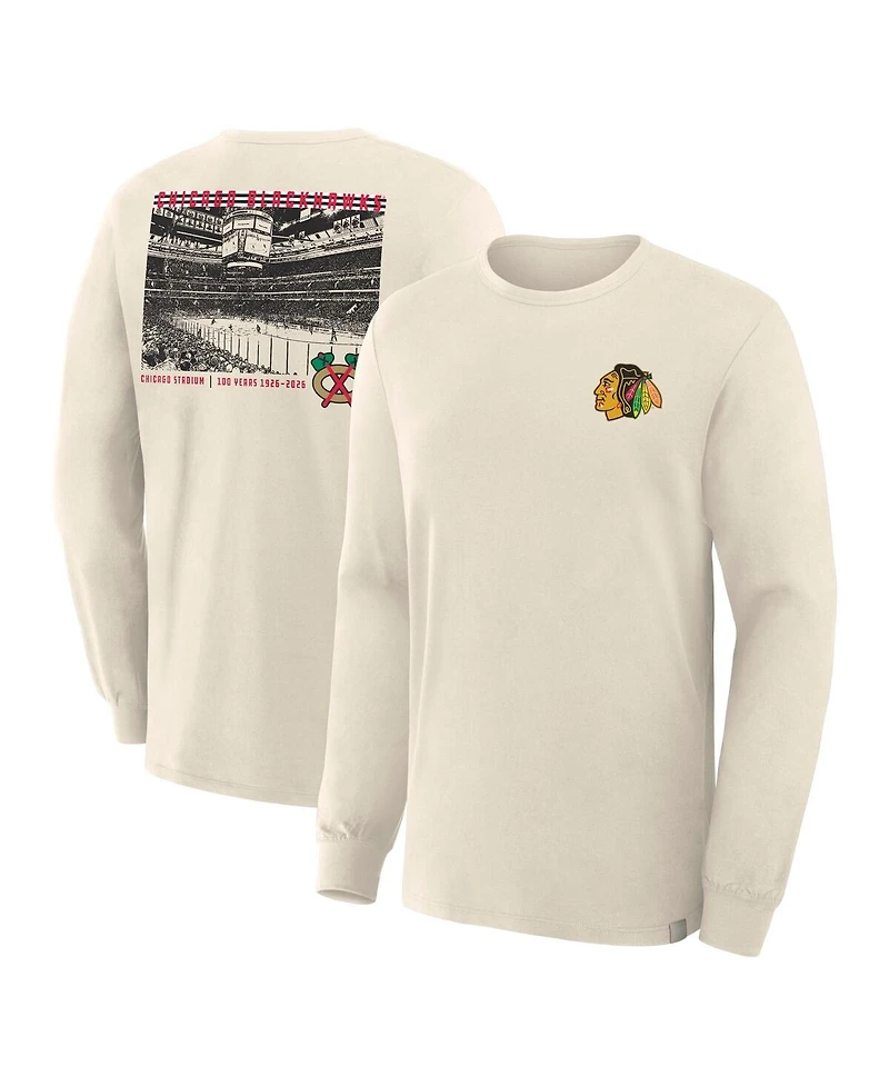 Fanatics Men's Beige Chicago Blackhawks Centennial Legacy Long Sleeve T-Shirt