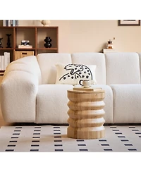 Nordlys - Brown Solid Wood Pouf with Storage Modern Design Style Living Room