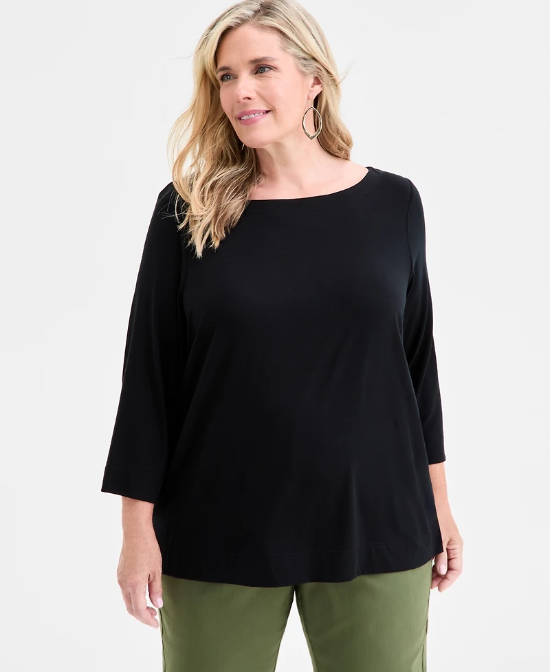 Jm Collection Plus 3/4-Sleeve Top, Macy's Exclusive