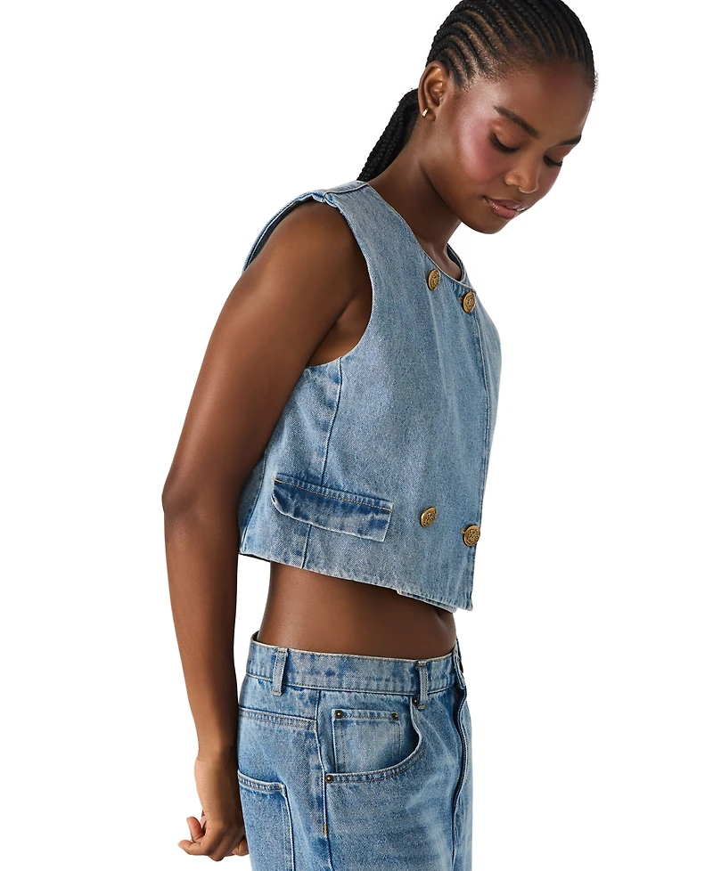 Steve Madden Women's Double-Breasted Cropped Vest