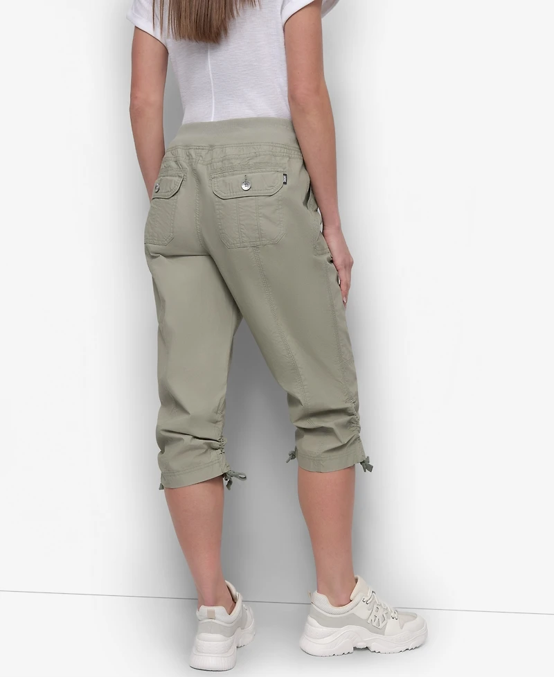 Dkny Women's Convertible Capri Cotton Poplin Cargo Pants
