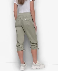 Dkny Women's Convertible Capri Cotton Poplin Cargo Pants