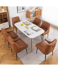 Dyhome Modern Upholstered Dining Chairs Set of 6, Mid Century Kitchen Side with 5.12” Cushions and Back Pull Rod for Kitchen, Living Roo