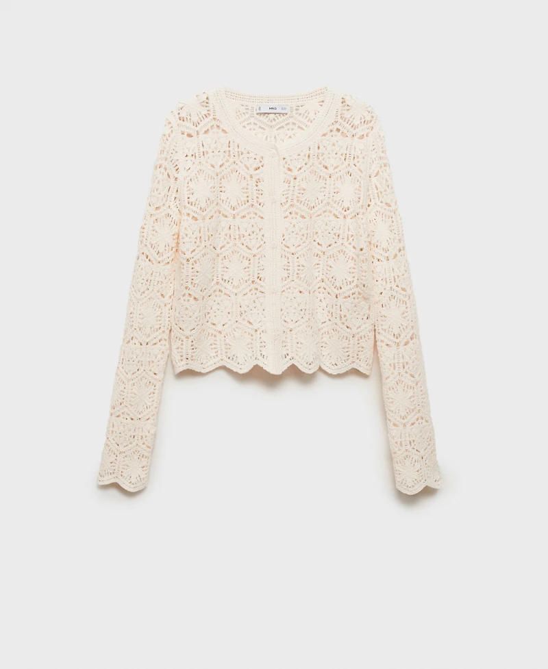 Mango Women's Crochet Knitted Cardigan