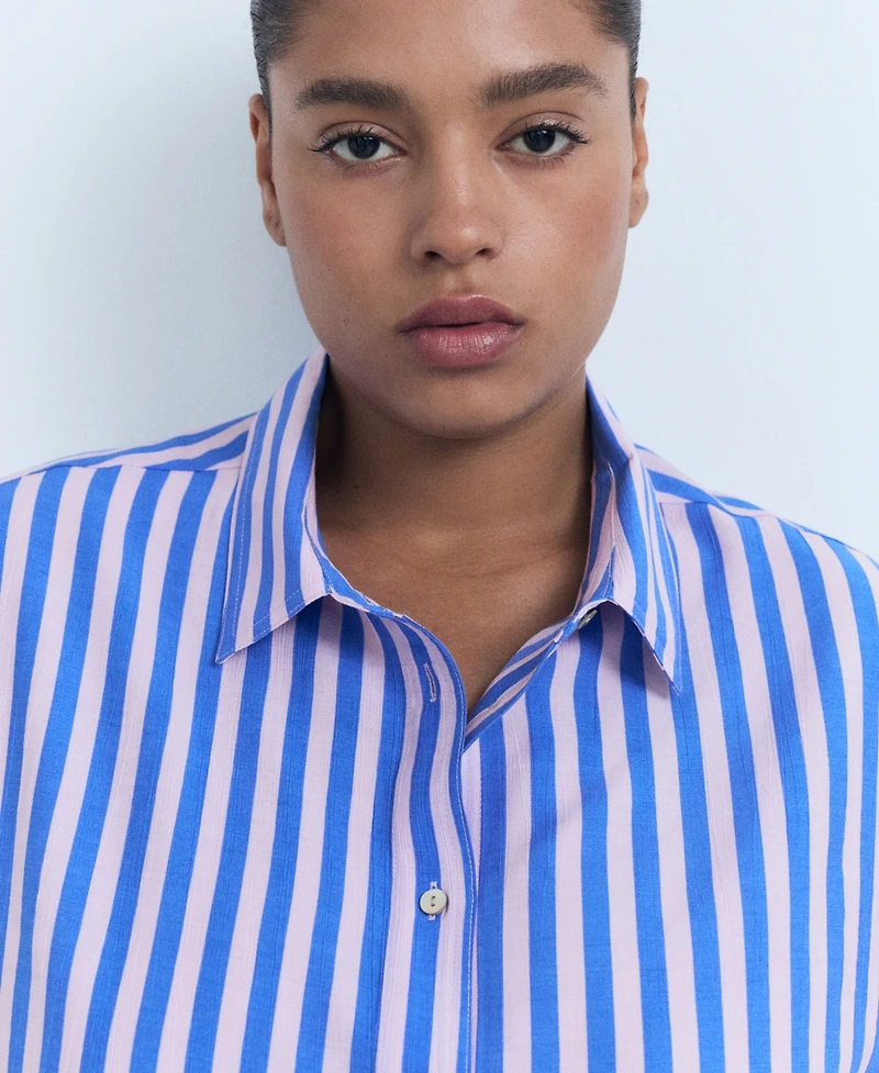 Mango Women's Short Sleeve Striped Shirt