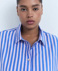 Mango Women's Short Sleeve Striped Shirt
