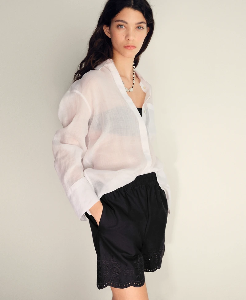 Mango Women's Embroidered Satin Shorts