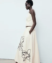 Mango Women's Embroidered Cotton Skirt