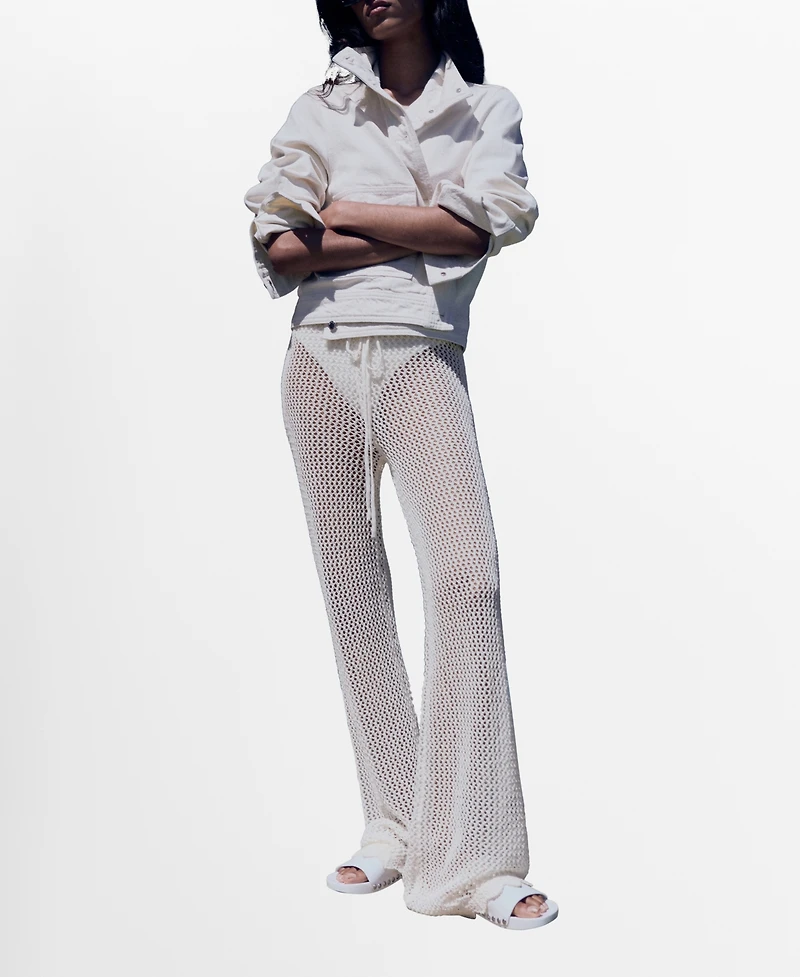 Mango Women's Crochet Flared Pants