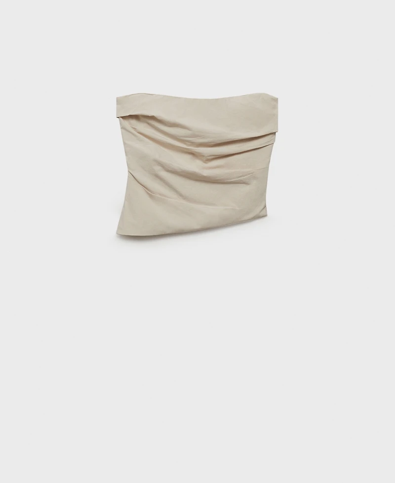 Mango Women's Asymmetrical Strapless Top