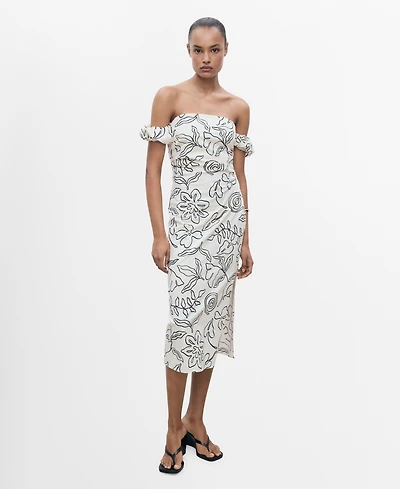 Mango Women's Strapless Floral Dress