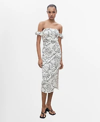 Mango Women's Strapless Floral Dress