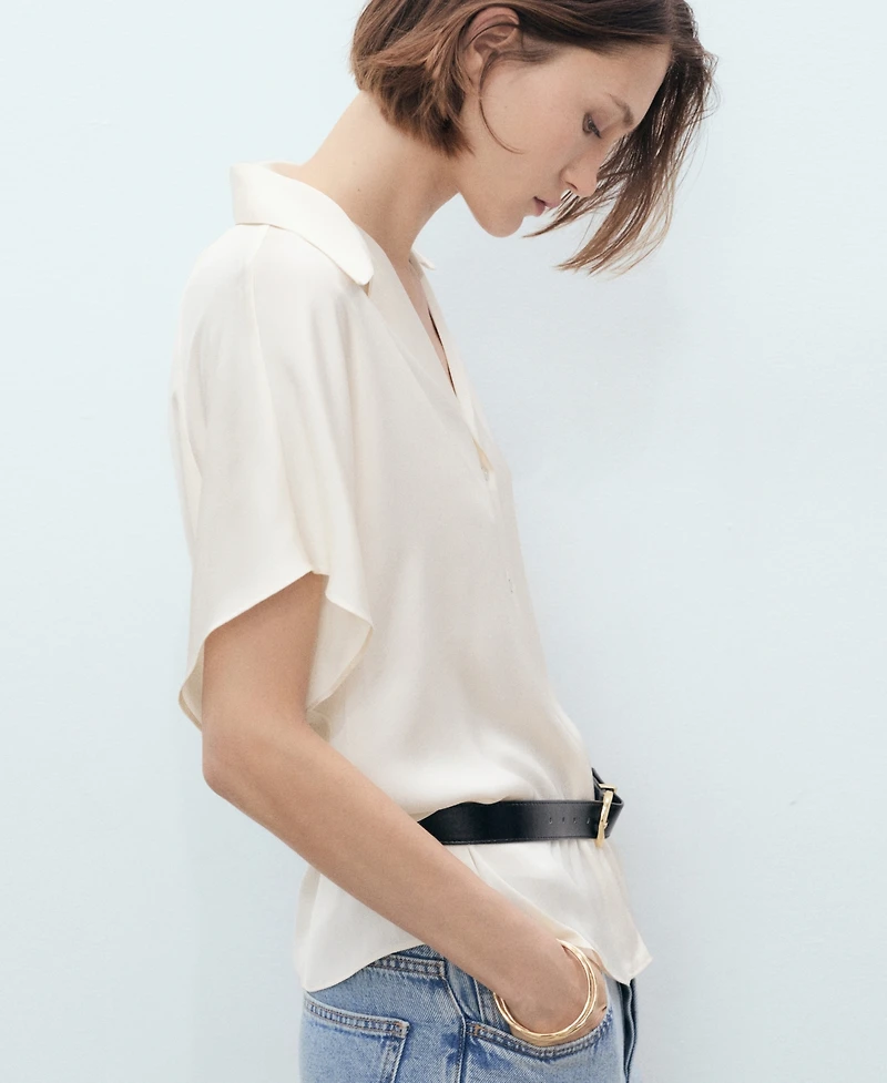 Mango Women's Short Sleeve Fluid Shirt