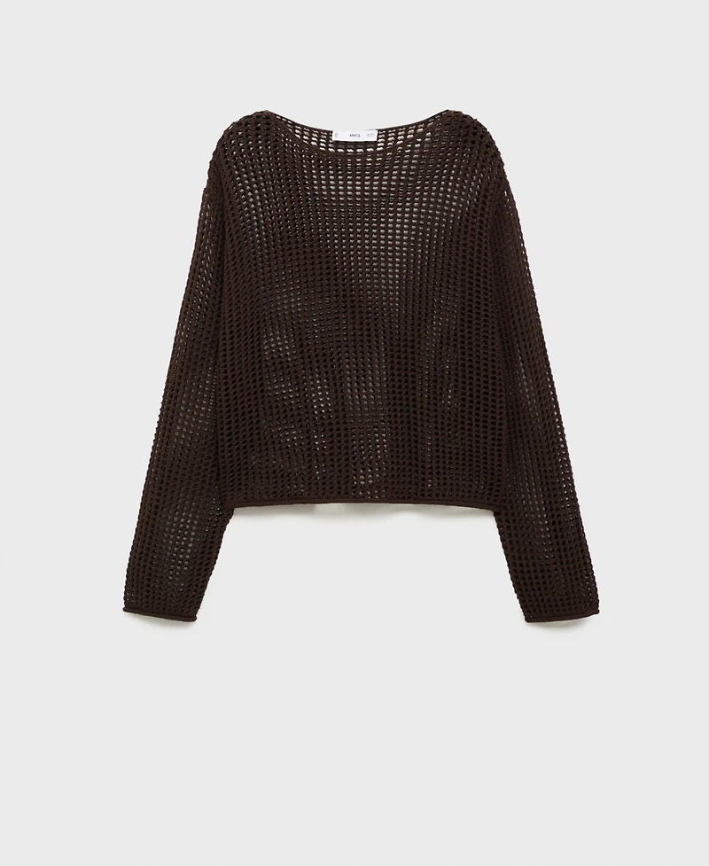 Mango Women's Long-Sleeved Crochet Sweater