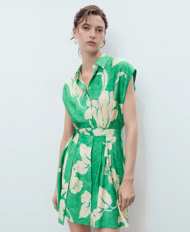 Mango Women's Belt Printed Dress
