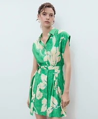 Mango Women's Belt Printed Dress