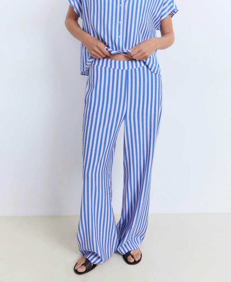 Mango Women's Stripe-Print Straight Pants