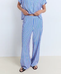 Mango Women's Stripe-Print Straight Pants