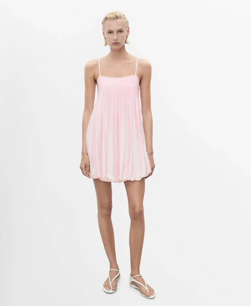 Mango Women's Short Striped Balloon Dress