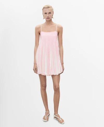 Mango Women's Short Striped Balloon Dress
