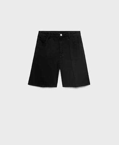 Mango Women's High-Waisted Denim Bermuda Shorts