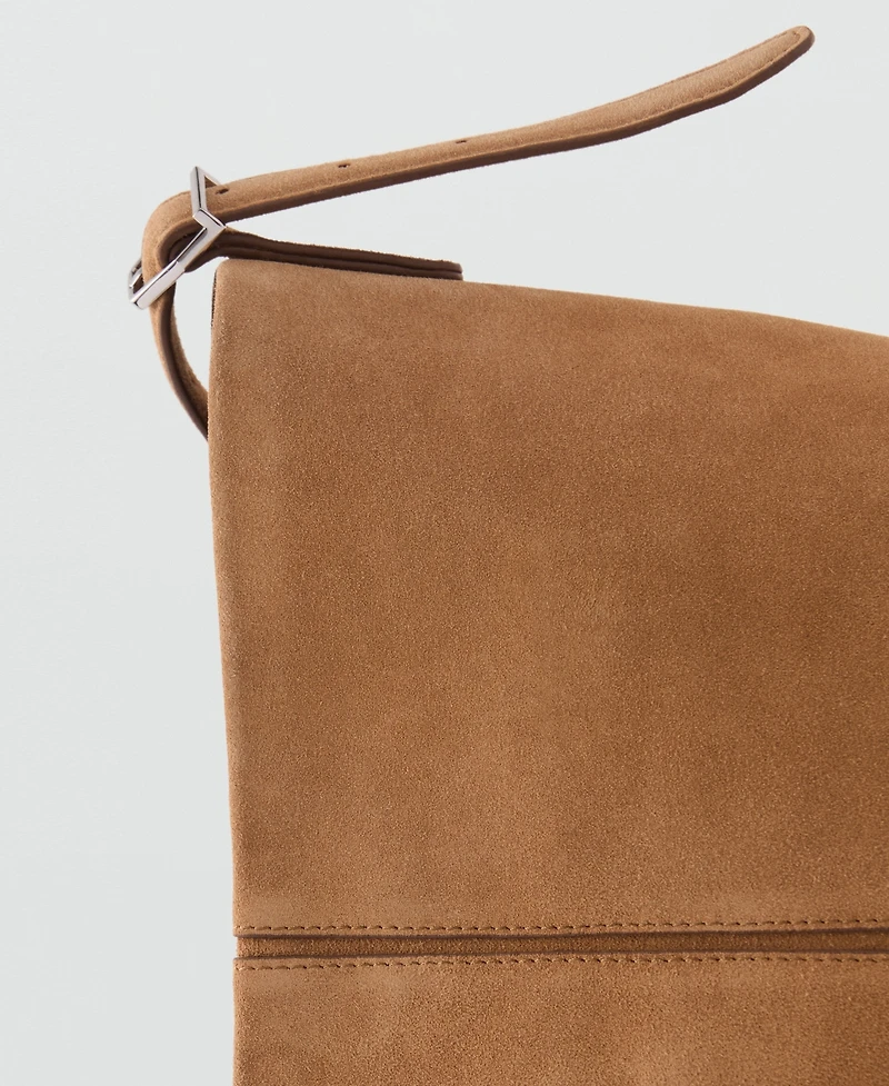 Mango Women's Leather Bucket Bag