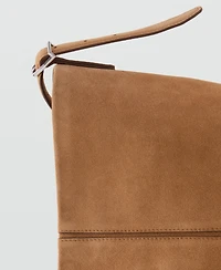 Mango Women's Leather Bucket Bag