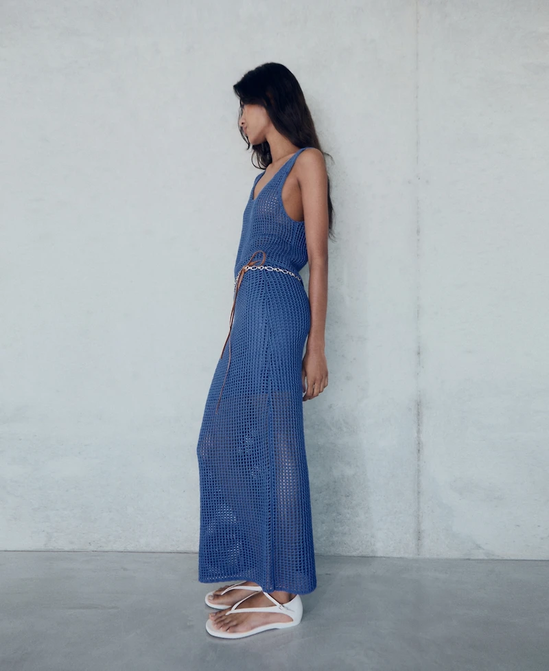 Mango Women's Crochet Long Skirt
