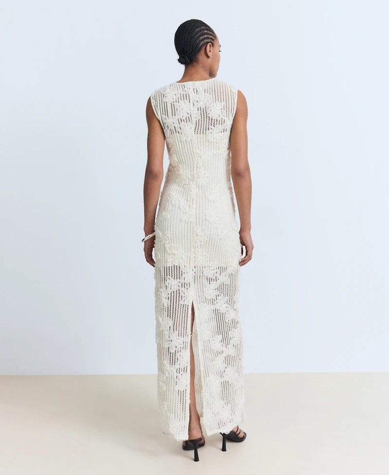 Mango Women's Floral Crochet Dress