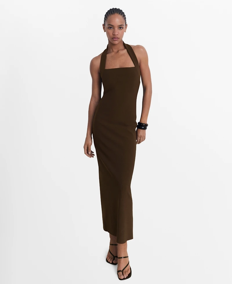 Mango Women's Long Halter-Neck Dress