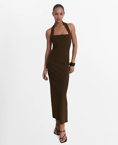 Mango Women's Long Halter-Neck Dress