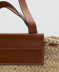 Mango Women's Large Double-Handle Natural Fiber Basket Bag
