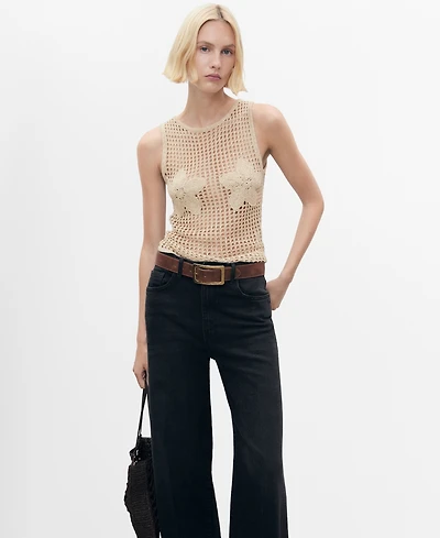 Mango Women's Embroidered Knit Top