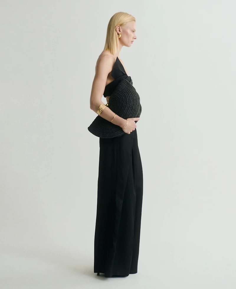 Mango Women's Wide Leg Pleated Pants