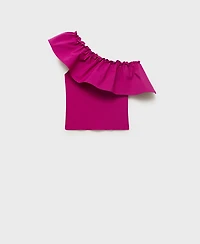 Mango Women's Combined Knit Fabric Asymmetric Top