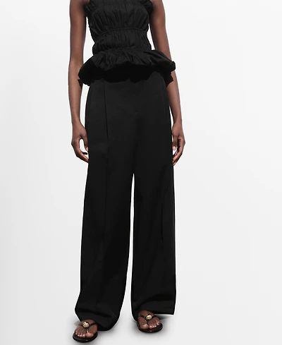 Mango Women's Straight-Fit Pleated Pants