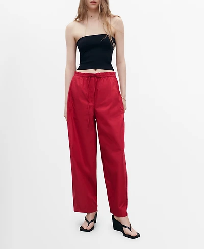 Mango Women's Paper Bag Cotton Pants