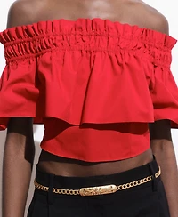 Mango Women's Strapless Ruffle Top