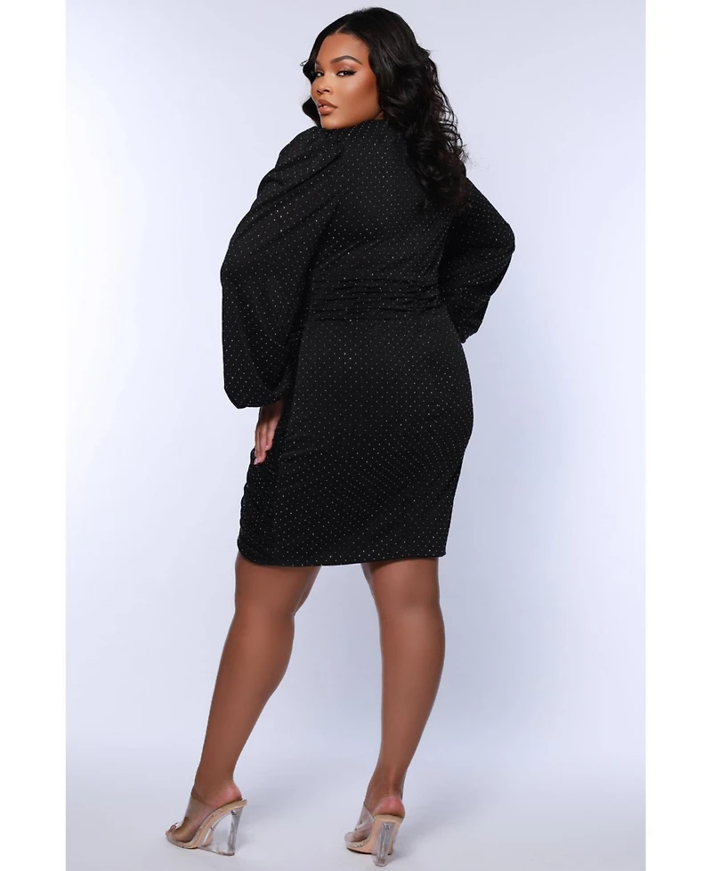 Celebrations by Sydney's Closet Women's V-Neck Puff Sleeve Cocktail Dress