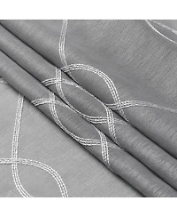 Kate Aurora 2 Piece Clarabelle Embroidered Lattice Matte Sheer Grommet Top Curtain Panels - 84 In. Long - Red