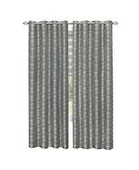 Kate Aurora Safari Living 2 Piece Python Room Darkening Grommet Top Curtain Panels - Brown 84 in. Long