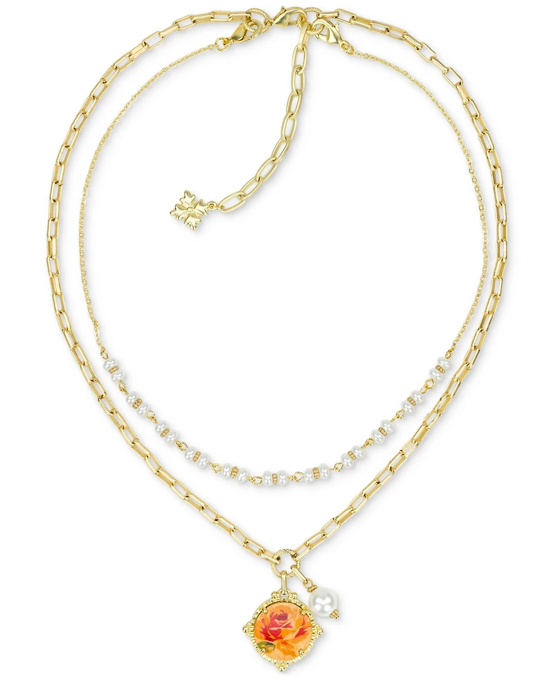 Patricia Nash Beaded Gold-Tone Double Strand Necklace, 18" + 3" extender