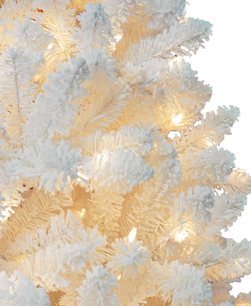 Puleo 7.5 ft. Pre-Lit Flocked Bennington Fir Artificial Christmas Tree