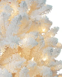 Puleo 7.5 ft. Pre-Lit Flocked Bennington Fir Artificial Christmas Tree
