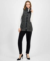 Anne Klein Women's Marled Faux-Leather-Trim Vest