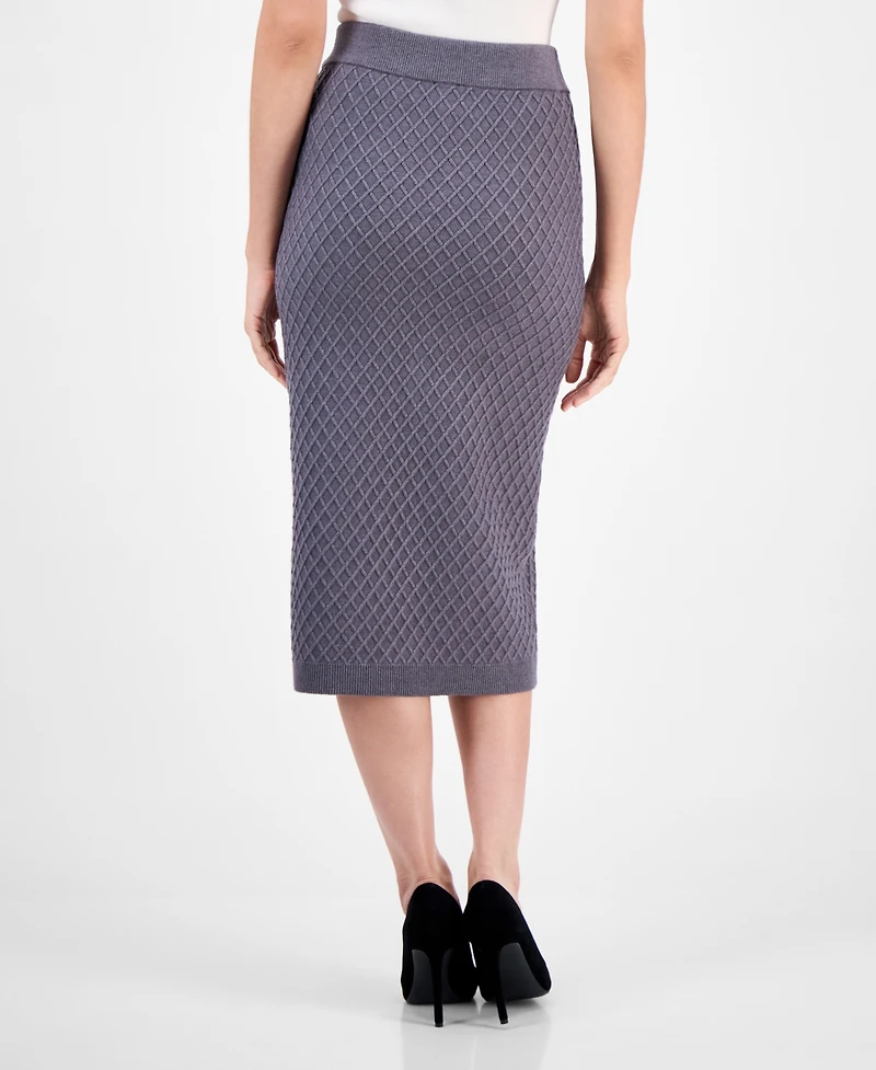 Anne Klein Women's Pull-On Cable-Stitch Midi Skirt